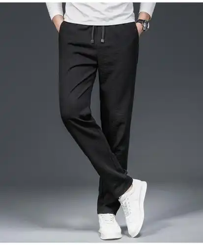 奥帝伦(aodilun)男士年新款春季男裤灰冰丝裤子春夏休闲百搭潮流薄款