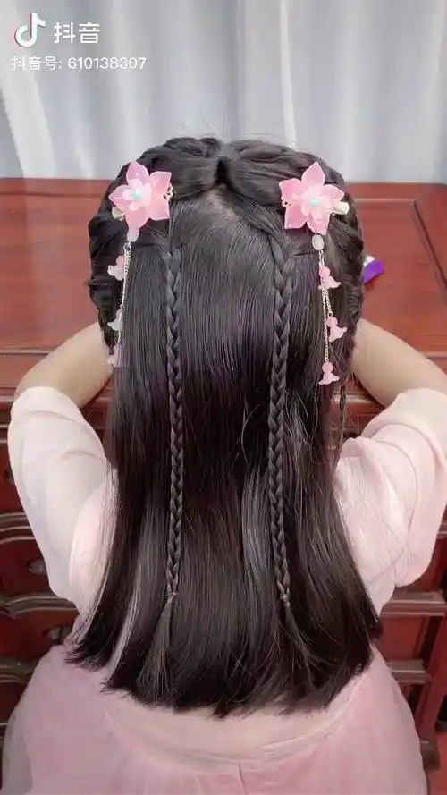 超简单汉服发型 看完不会算我输古风发型 儿童编发 编发教程_发型