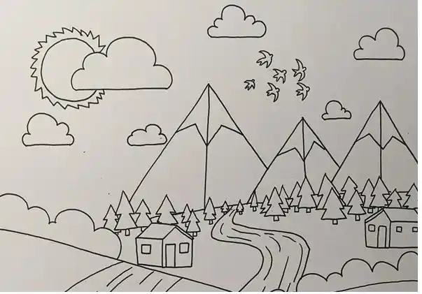 春天的景色怎么画 儿童画春天的景色