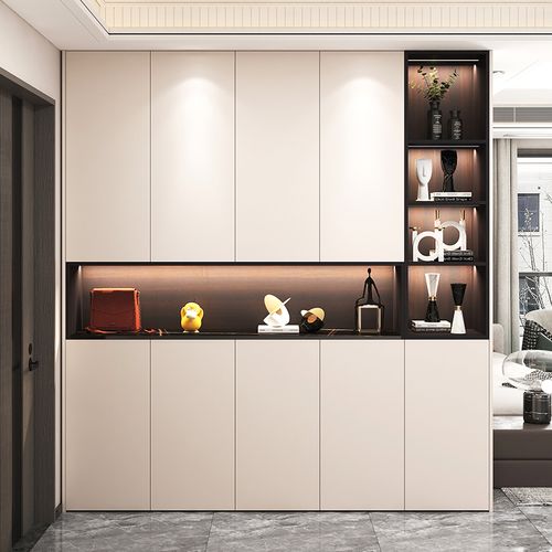 家用门口鞋柜玄关一体靠墙2021新款现代进门入户客厅酒柜定制轻奢