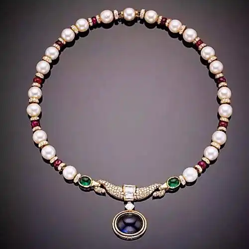 1960年代宝格丽古董项链,主石蓝宝石11.