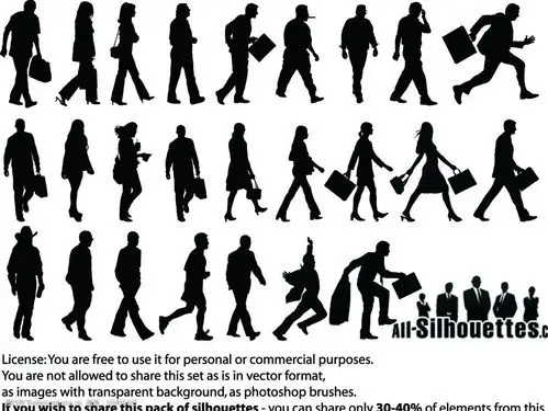 走路人物剪影矢量素材图片