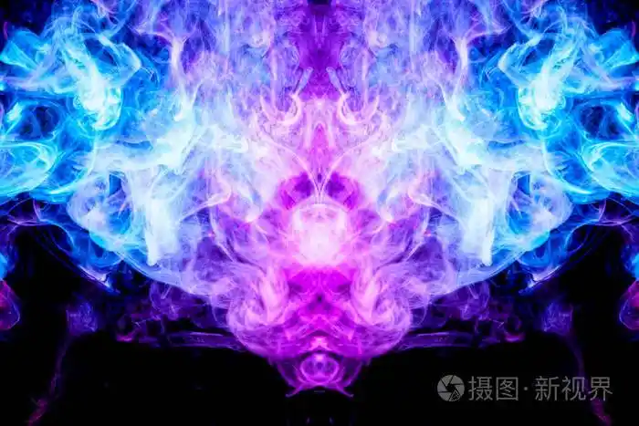 浓密的紫色黑色孤立背景上的粉红色烟雾烟雾蒸气的背景