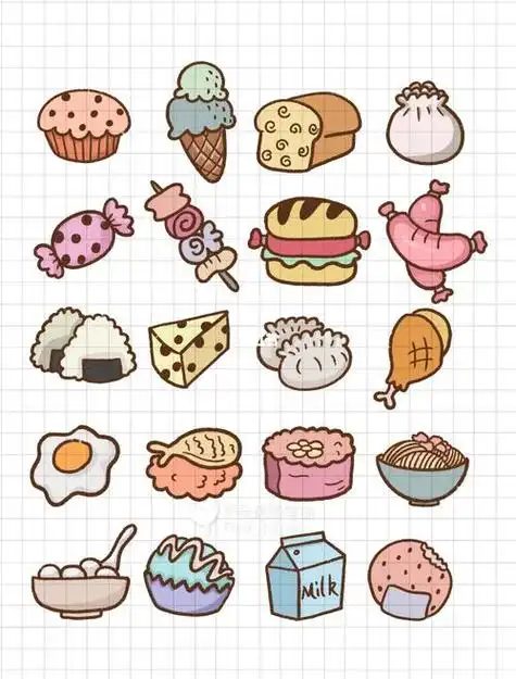 简笔画|超简单的美食手帐素材儿童实用可爱简笔画美食手帐素材