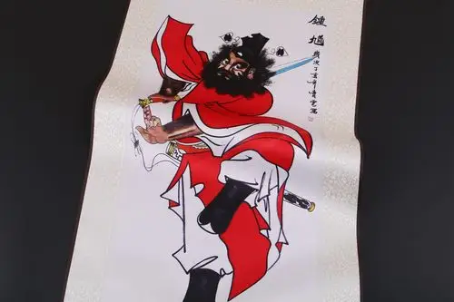 厂家直销收藏精品钟馗镇宅辟邪国画卷轴画丝绸画定做特价销售