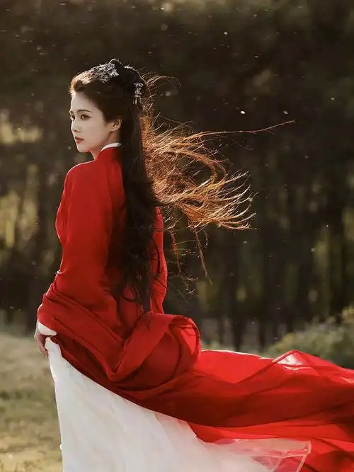 明星同款汉服女红色魏晋制侠女古装超仙气飘逸古风舞蹈演出服套装