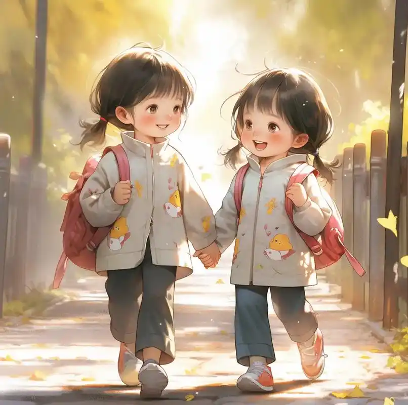 姐妹俩漫画头像.#亲子头像  #手绘头像 #萌娃漫画头像 # - 抖音