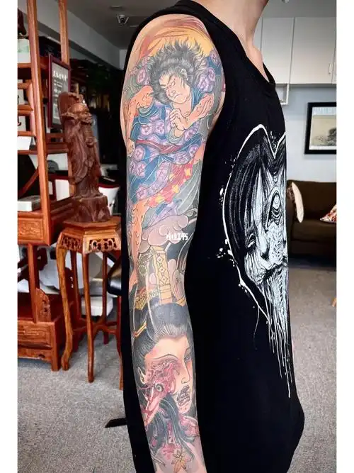 日式题材老传统花臂作品