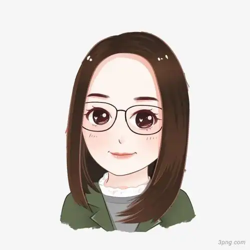 戴眼镜的卡通女孩png素材透明免抠图片卡通手绘