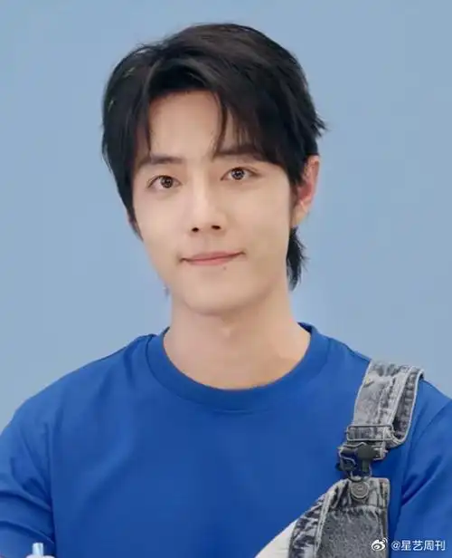 肖战蓝色短袖##肖战半边牛仔背带裤