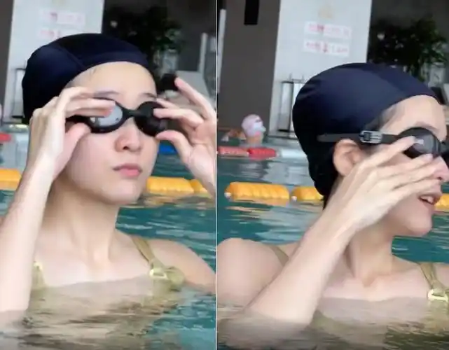张雪迎穿泳衣泡水里秀身材!全身滴水皮肤白嫩