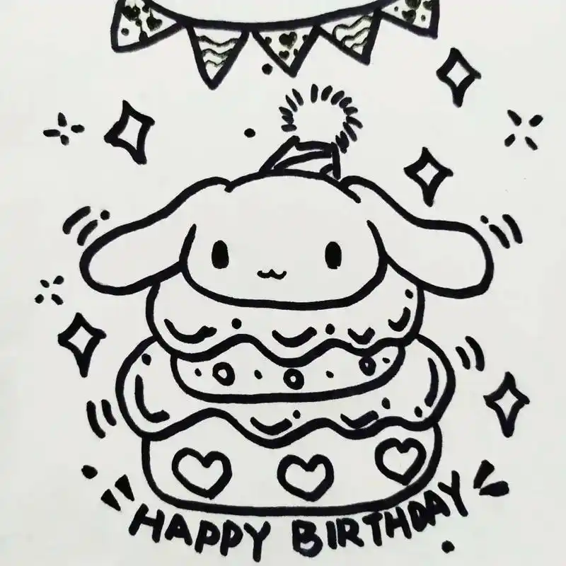 玉桂狗蛋糕98 #三丽鸥#玉桂狗#生日贺卡#手绘临摹@dou - 抖音