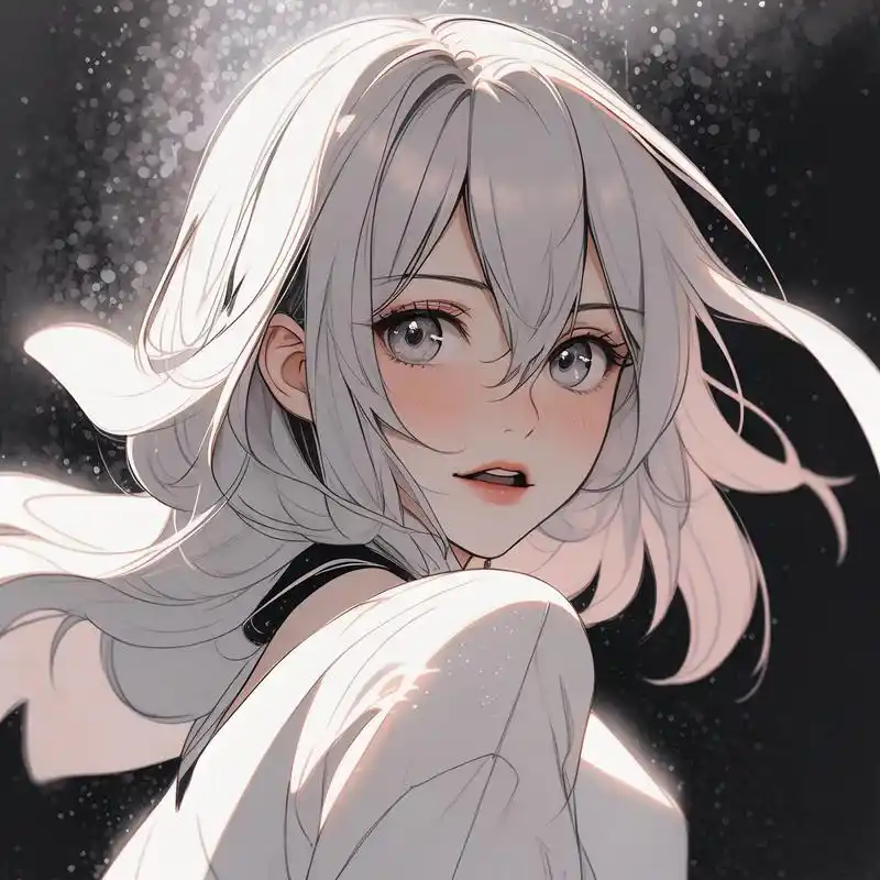 漫画风格的女生,手持话筒,仿佛能听到她动人的声音.