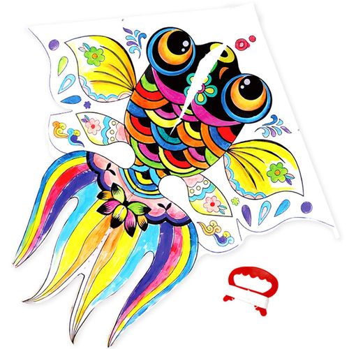 哇尔手工潍坊卡通涂色绘画制作手工制创意空白创意风筝