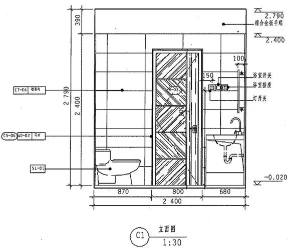 室内设计图案的立面图
