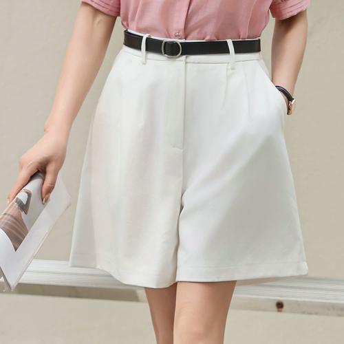 韩真印象夏季白短裤腰带阔腿显瘦腰松紧百搭休闲nssm004k
