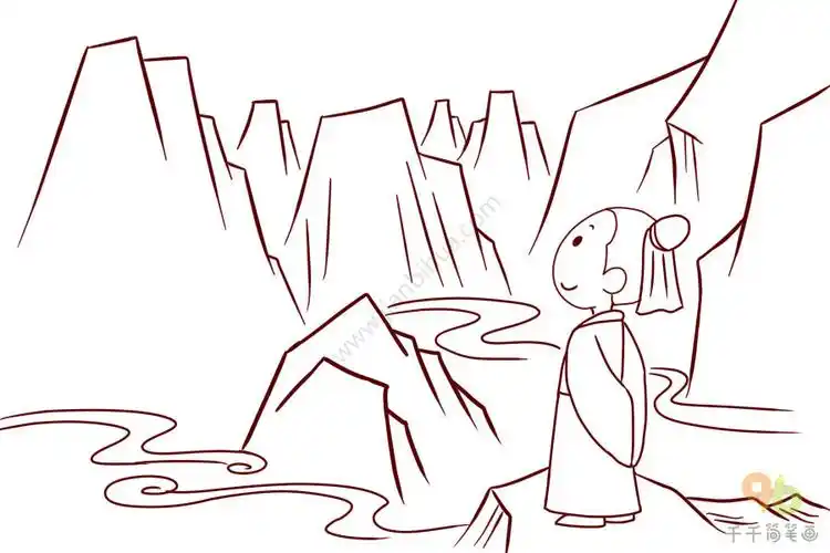 看图学古诗《题西林壁》,儿童古诗简笔画_古诗配画简笔画