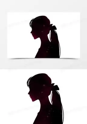 黑色女性侧脸剪影人物装饰素材