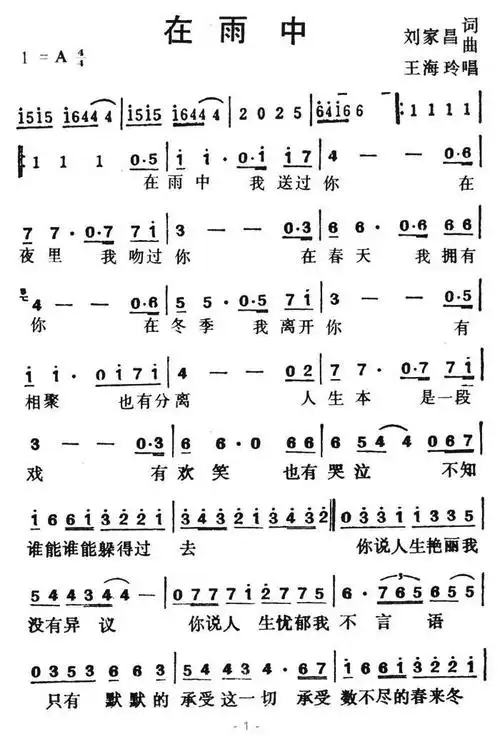 在雨中(刘家昌 词曲)简谱(图2)