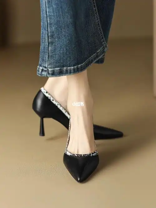 高颜值穿搭四季高跟鞋真皮轻奢单鞋