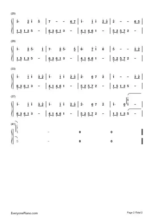 月亮代表我的心超简单版双手简谱预览2