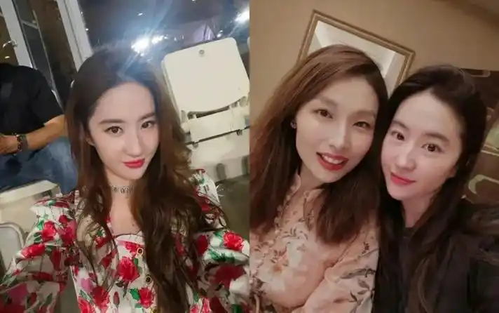 刘亦菲与表姐合影自称全家最丑