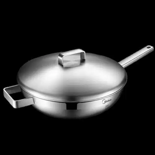 midea/美的不锈钢炒锅无涂层炒菜锅电磁炉通用高端锅具cg32d1