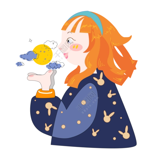 卡通小女孩侧面插画人物