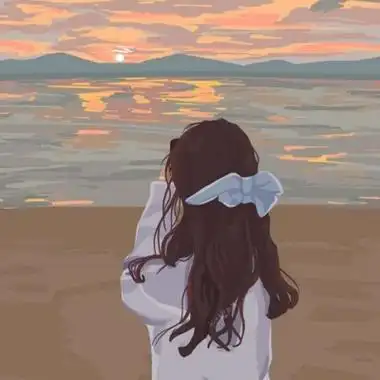 高清文艺手绘唯美背影女图片头像