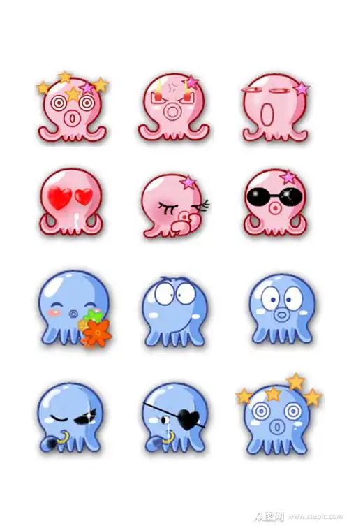 可爱卡通章鱼表情包模板下载-编号1903078-众图网