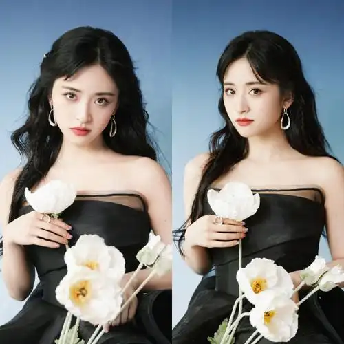 【沈月超话出图两套颜色的礼服造型#长发#】沈月微博之夜造型图「站姐