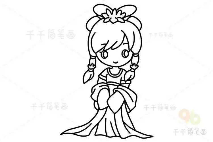 简单的古代女孩简笔画教程