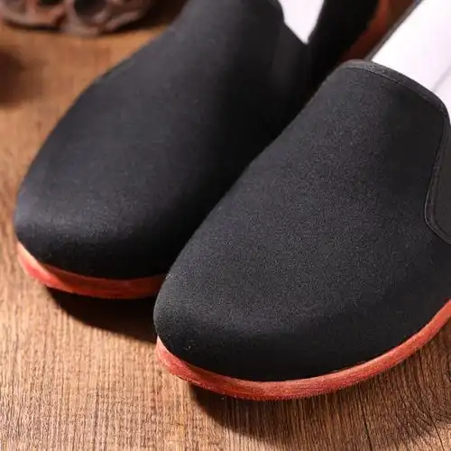 手工牛皮底千层底礼服昵休闲单鞋防臭软底一脚蹬黑色男老北京布鞋