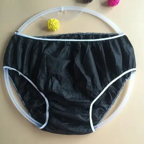 一次性无纺布内裤 黑色女士女款短裤三角裤 纸内裤 美容院汗蒸