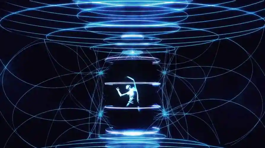 人影互动全息投影光影艺术视频素材