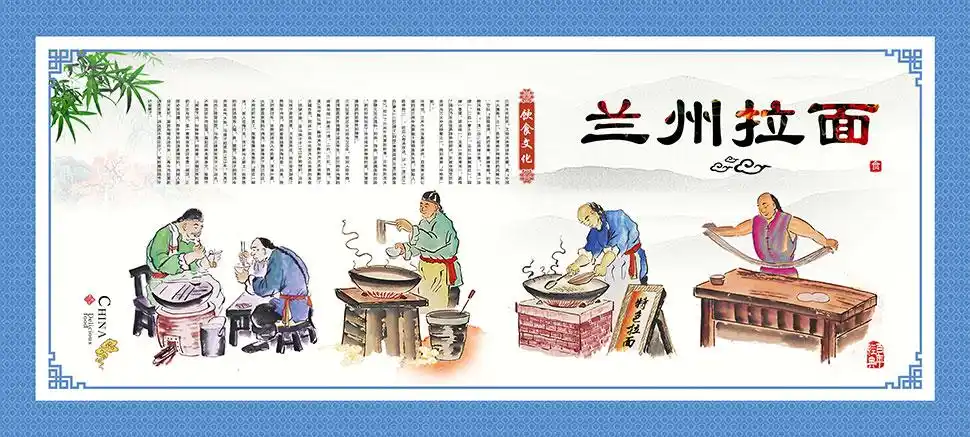 兰州拉面餐饮文化展板psd源文件