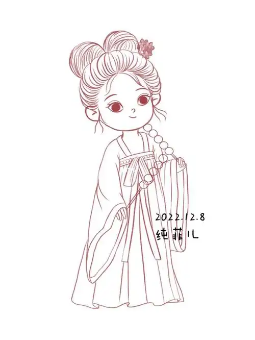 古风汉服人物可爱女孩q版速写练习