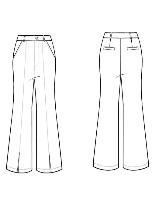 服装款式图裤子款式图微喇裤