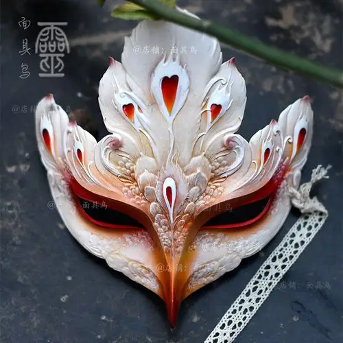 面具鸟半脸面罩凤凰手绘中国风古风情趣派对装扮舞会汉服配饰礼品