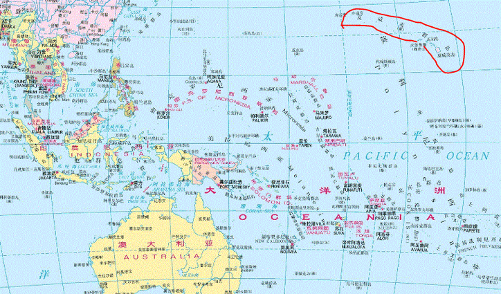 夏威夷群岛在大洋洲的西北部还是东南