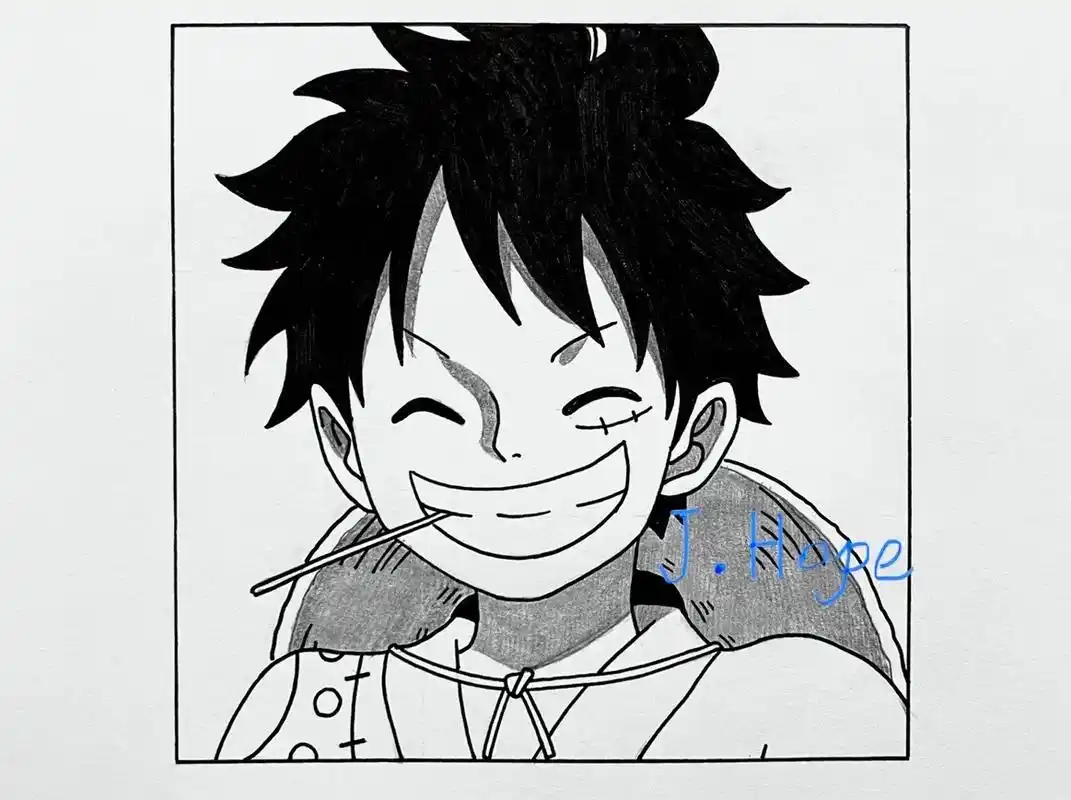 手把手教你画漫画《海贼王》路飞#海贼王 #五档路飞 #我为五 - 抖音