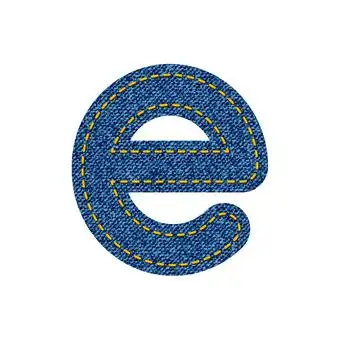 denim style alphabet lower case letters - e