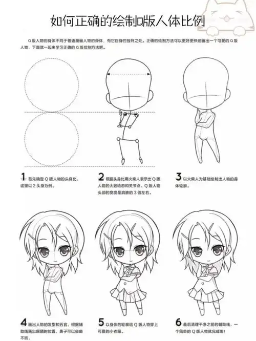 如何绘制q版人物比例?2.q版人头身比是什么样的?3.头身的画法?