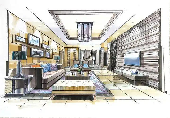 客厅~ 之前画的喇  时间过得也是快.  #手绘#马克笔#室内设计