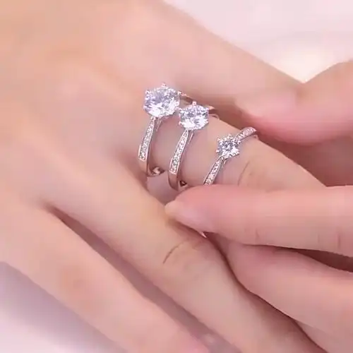 正品莫桑石戒指1克拉纯银男女对戒情侣订婚结婚钻戒生日礼物铂金