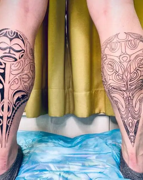 小腿图腾纹身图片_腿部图腾纹身图案