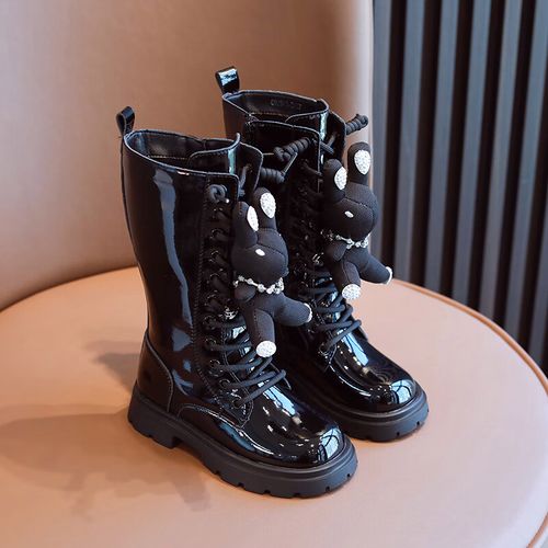 圣琪朵儿童靴子女孩冬季长筒长靴子女童鞋高筒公主单靴女孩装饰春秋