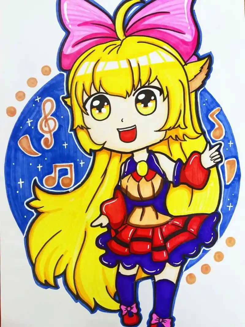 狐狸02,马克笔动漫人物,马克笔手绘#儿童画# #马克笔动漫# #动漫