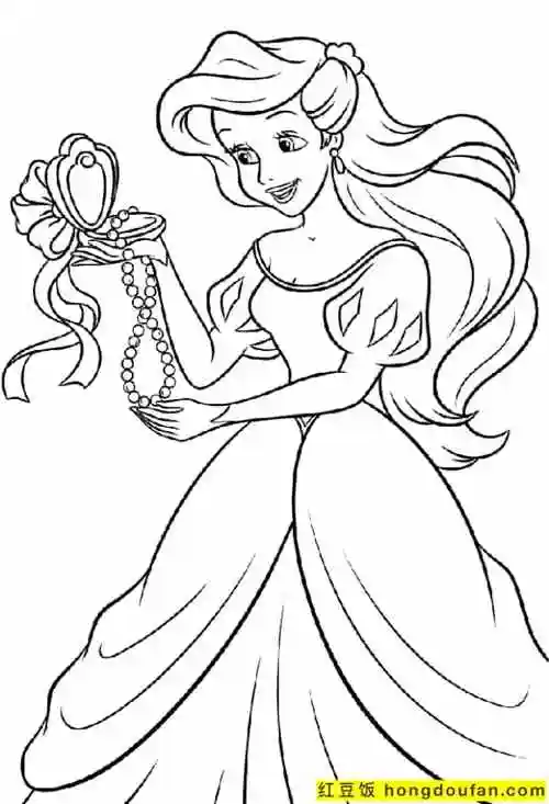 10张3到8岁女孩子们最喜欢的漂亮公主涂色简笔画-红豆饭小学生简笔画