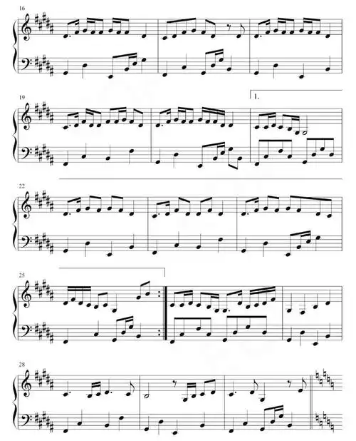 高清钢琴谱下山